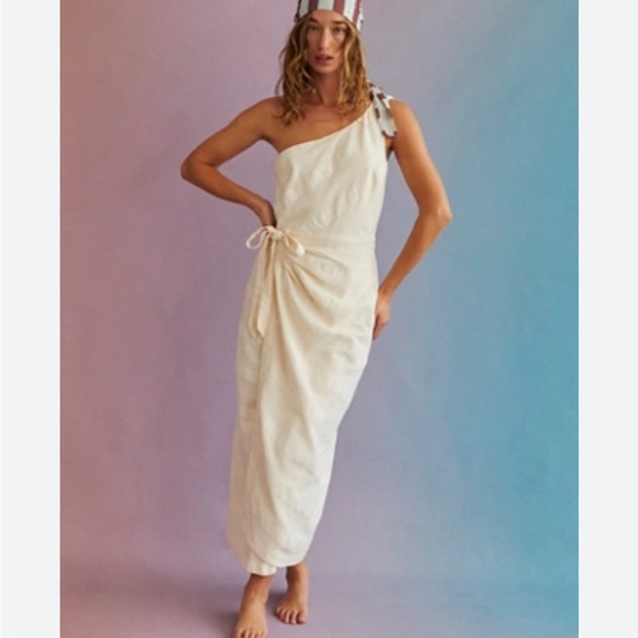 Free People Dresses & Skirts - Free People at Leisure Midi Wrap Around Dress White One Strap size S